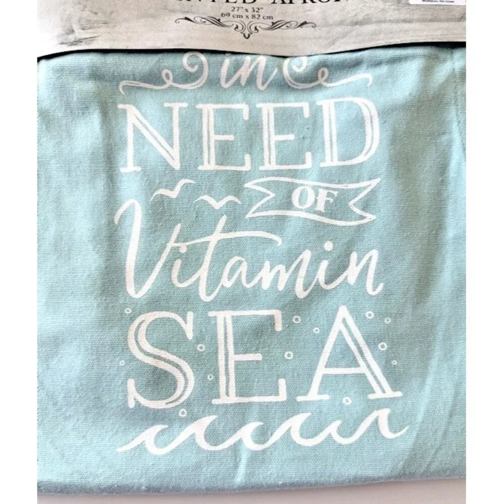 Nantucket Nautical Beach Printed Chef Apron 100% Cotton In Need Of Vitamin Sea